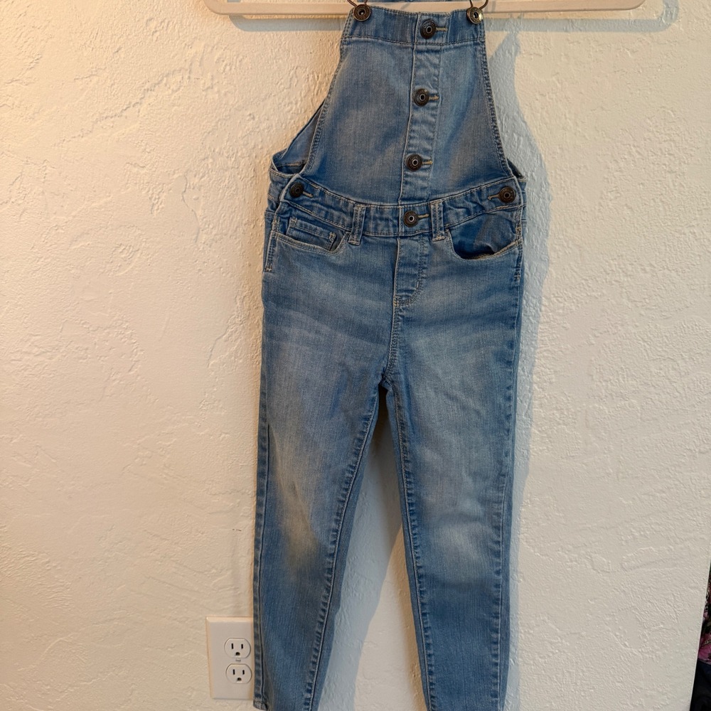 OshKosh Bgosh Girls Blue Denim Bib Overalls Slim Fit Light Wash‎ Kids Size 10